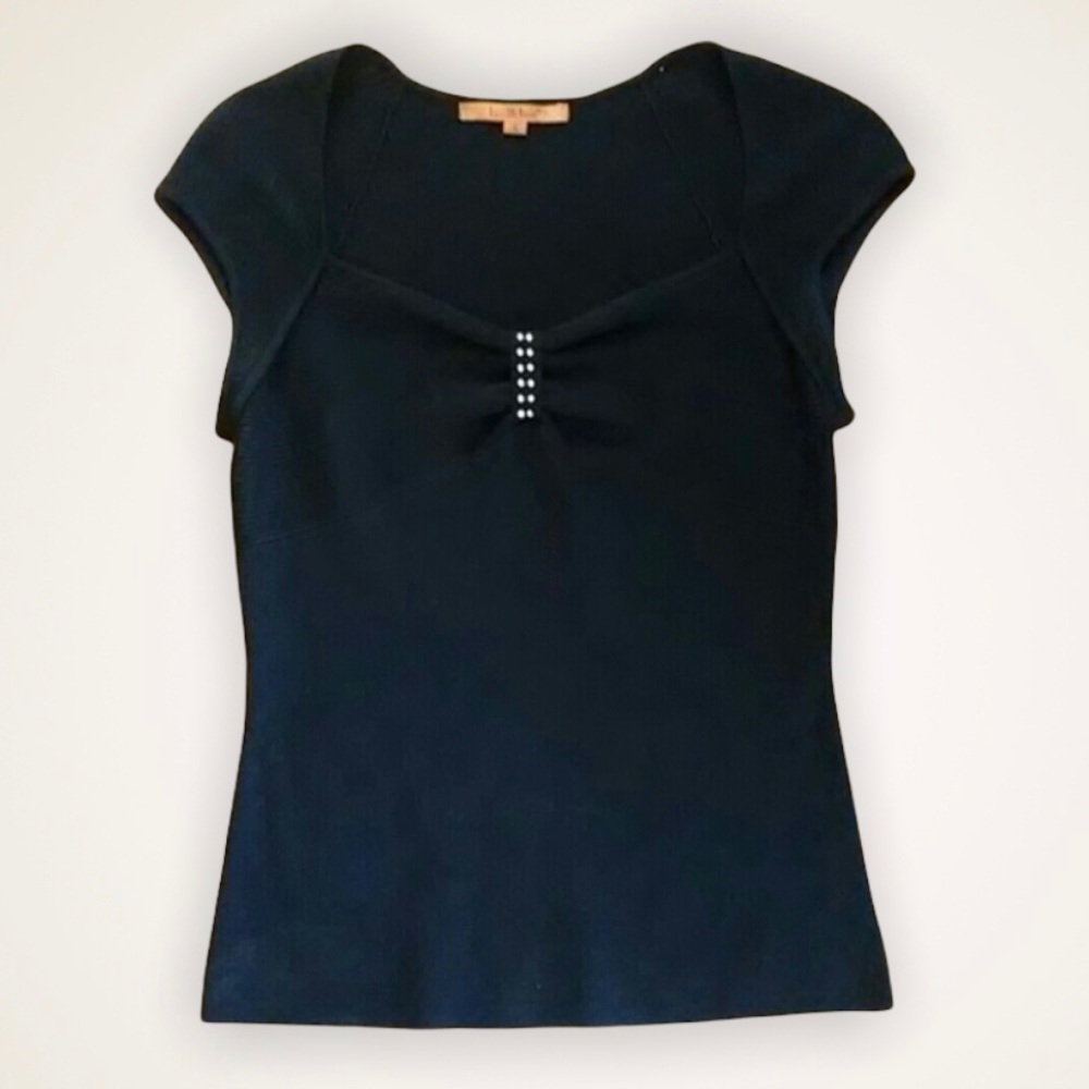 Belldini Jeweled Knit Top Women’s Size Small Black